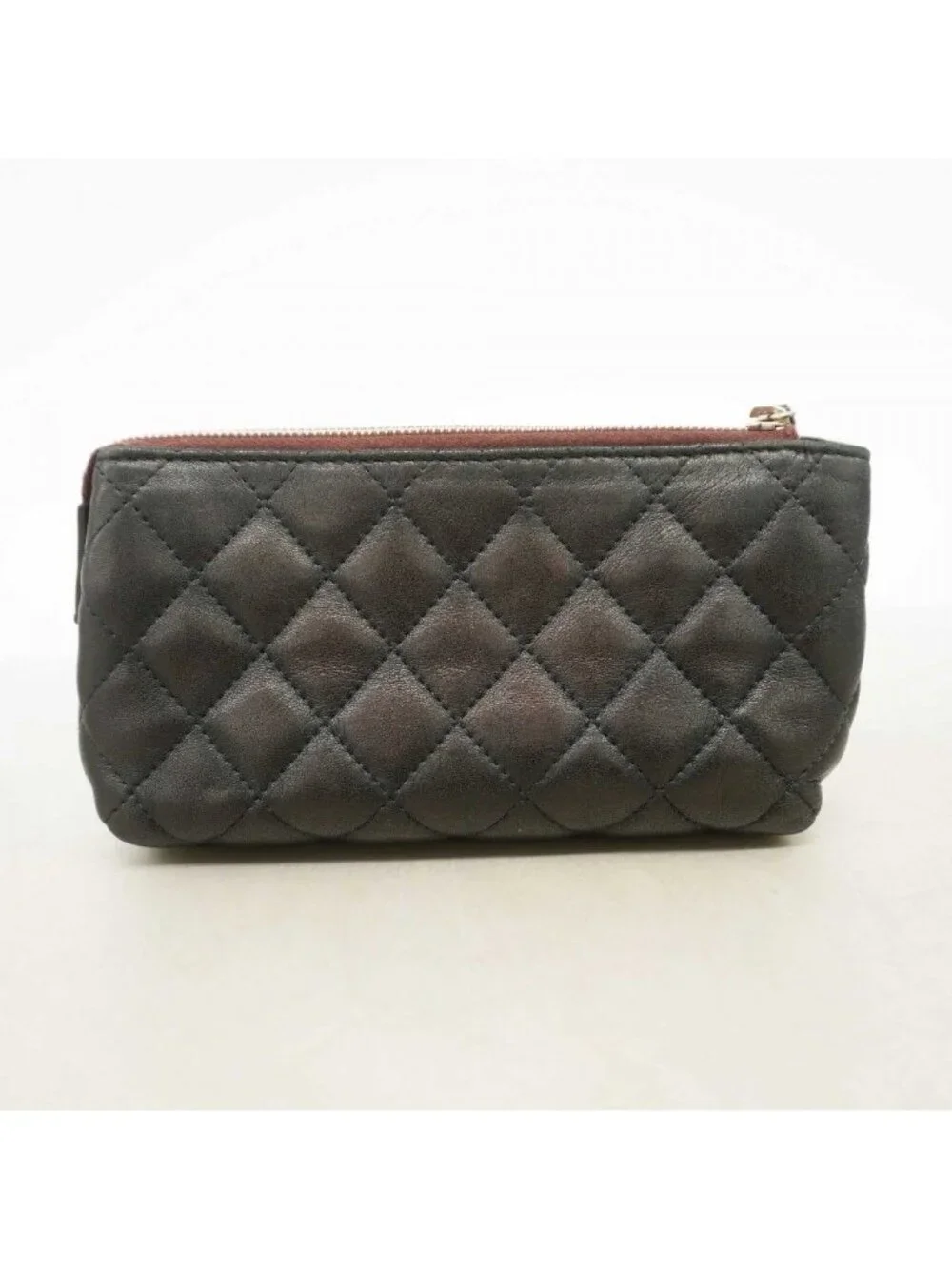 Chanel Pouch Quilted Lambskin Black Silver